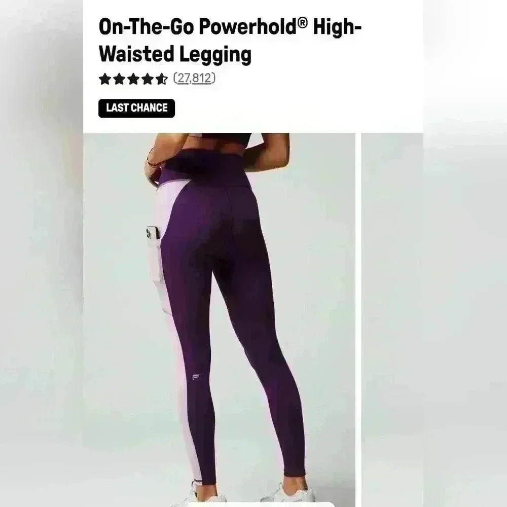 Fabletics Powerhold Luxe Plum/Dusted Lilac Leggins - Picture 2 of 9